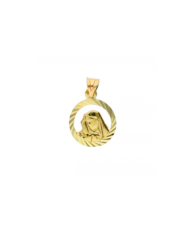 Pandantiv Medalion din aur 14K Iconita Maica Domnului Acasa