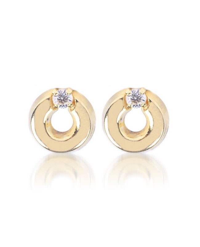 Cercei de aur 14K pentru copii Cerculete 6mm cu diamant Cercei din aur