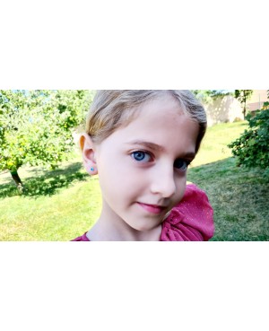Cercei de aur galben rotunzi cu opal albastru 5mm Cercei din aur