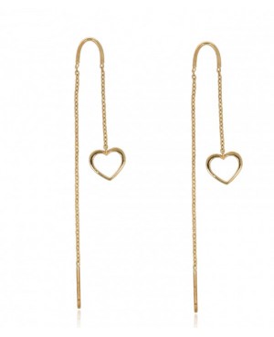 Cercei din aur galben 14K lungi Lantisor Inimioara dama fete Cercei din aur