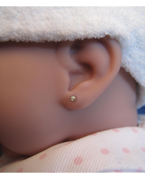 Cercei de aur 9K copii bebelusi Floricele cu pietre 3mm Cercei din aur