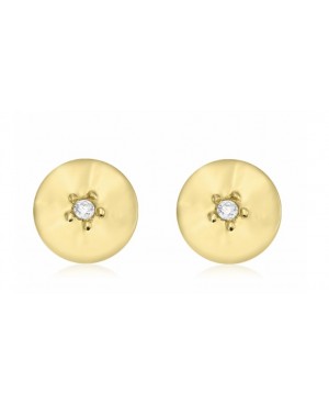 Cercei de aur galben 14k bebelusi copii Rotunzi 6 mm cu diamant Cercei din aur