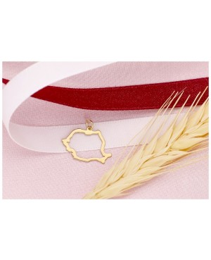 Martisor din aur galben 14K Harta Romaniei cu snur rosu Acasa