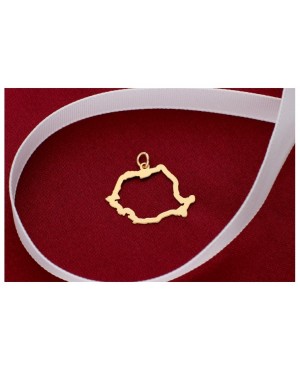 Martisor din aur galben 14K Harta Romaniei cu snur rosu Acasa