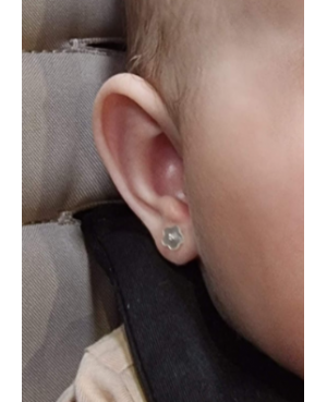 Cercei din aur alb 14K fetite copii Floricele sidef cu piatra Cercei din aur