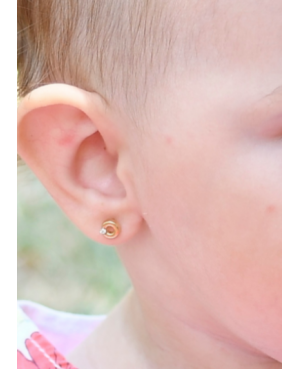 Cercei de aur 14K pentru copii Cerculete 6mm cu diamant Cercei din aur