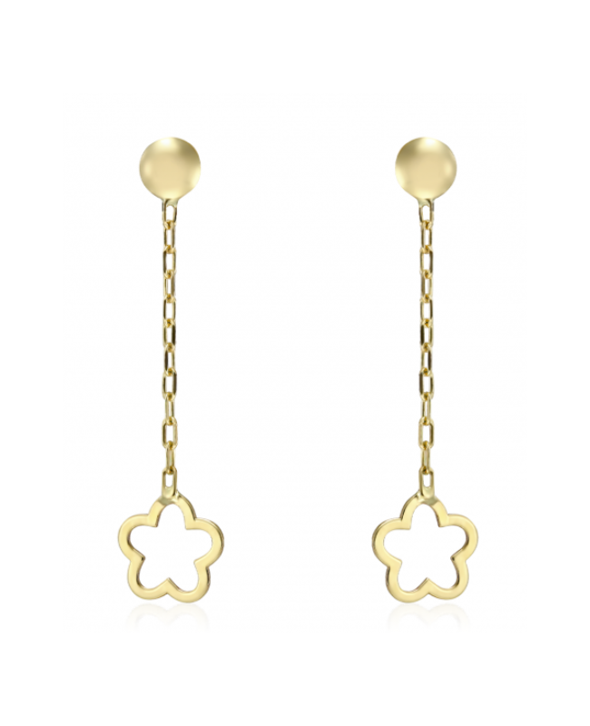 Cercei de aur galben lungi cu lant copii dama Floricele Cercei din aur