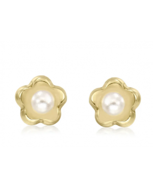 Cercei din aur galben 18K copii bebelusi fete Perlute 4 mm Cercei din aur