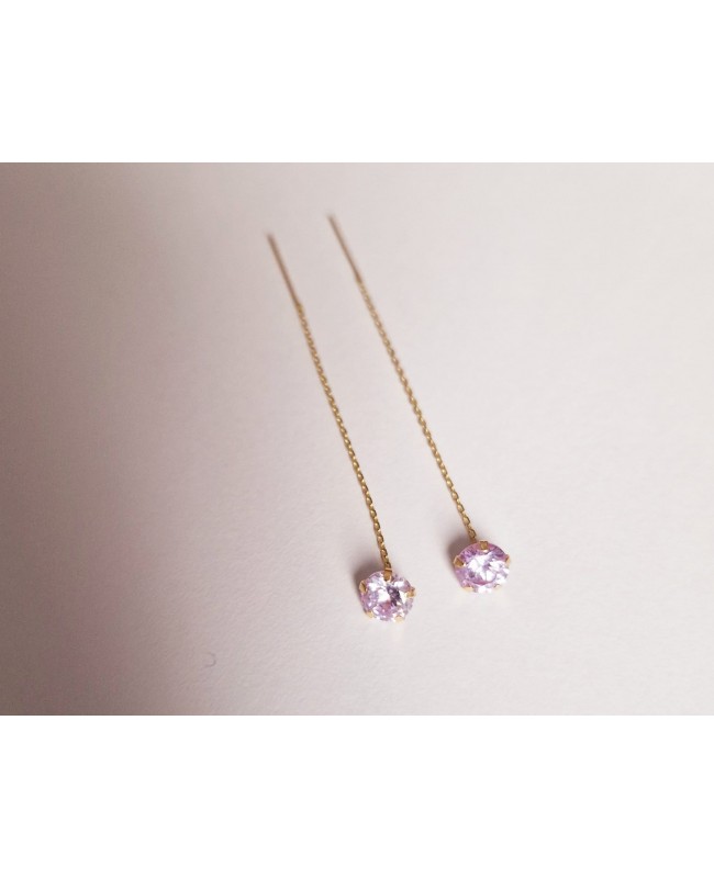 Cercei bijuterii din aur 14K lungi cu lant mobil dama Cercei de aur lungi cu lant